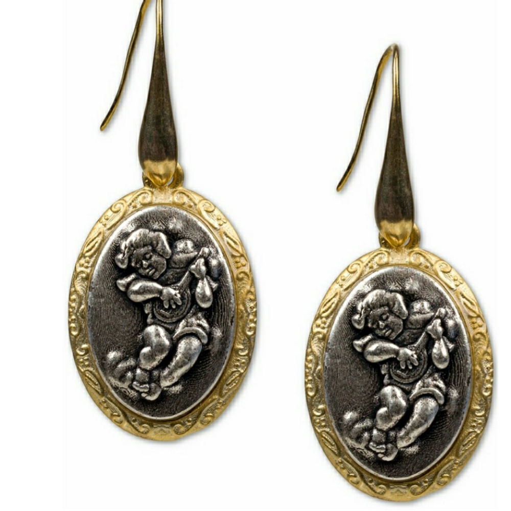PATRICIA  NASH Cherub Oval Drop Earrings NWT